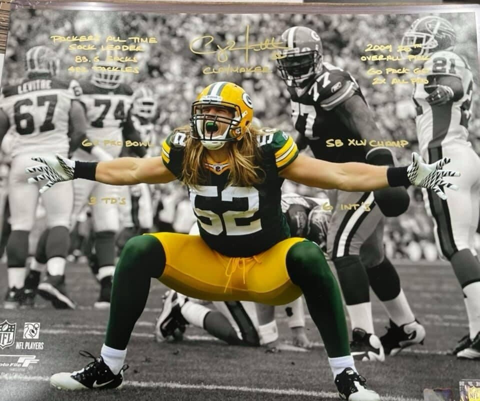 Clay Matthews Signed and Inscribed Green Bay Packers Photo
