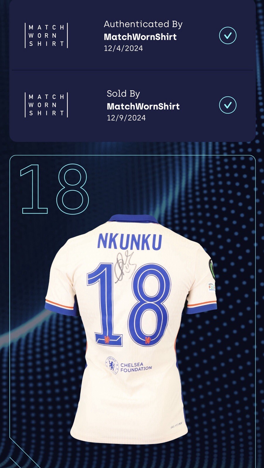 Christopher Nkunku Signed Match-Worn Jersey - Chelsea vs. Heidenheim