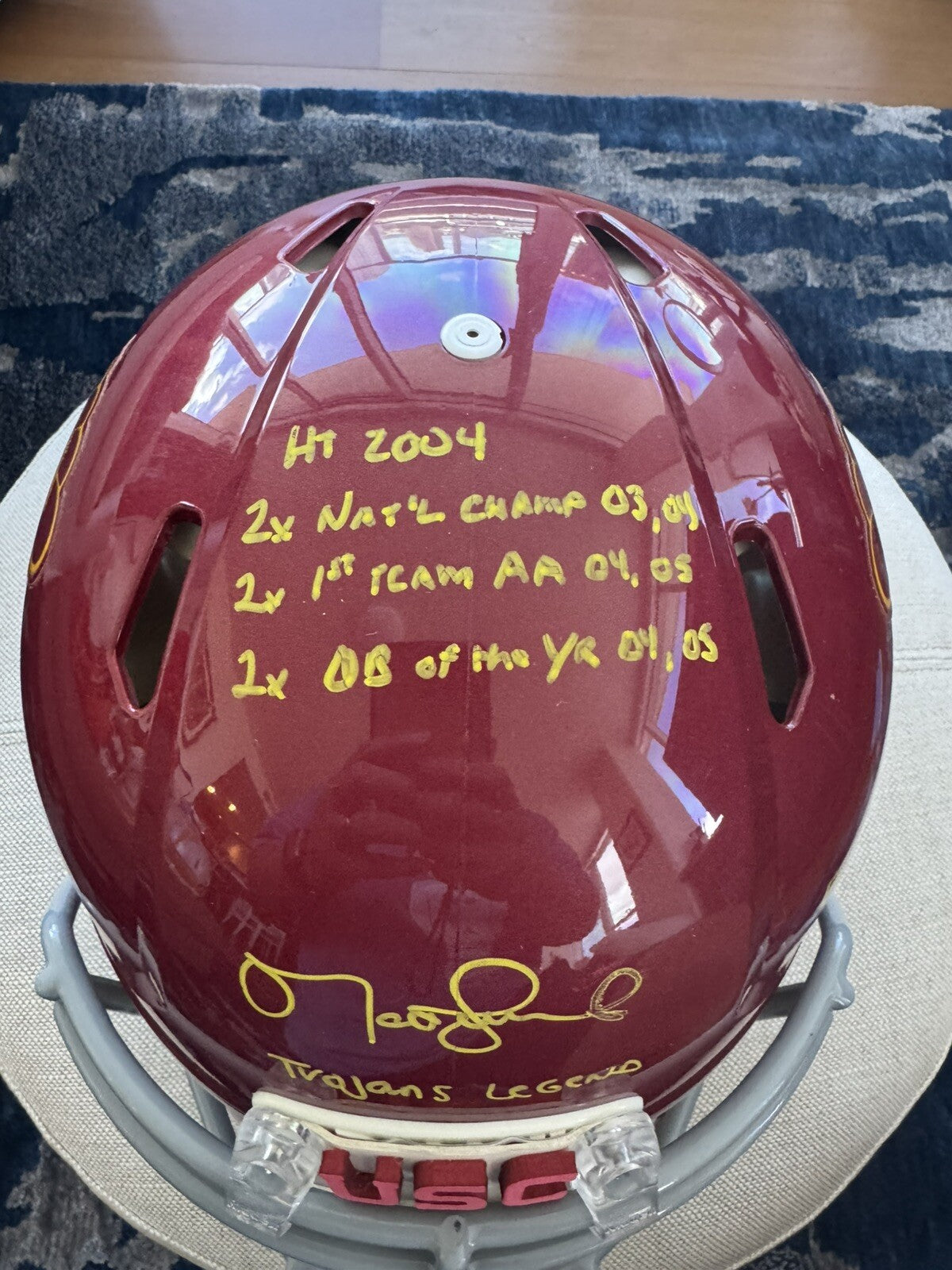 Authentic USC Trojans Speed Helmet Signed and Inscribed by Matt Leinart