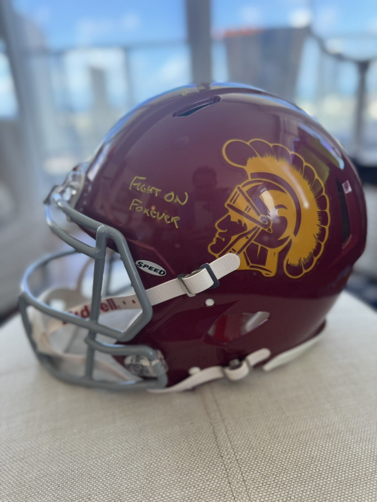 Authentic USC Trojans Speed Helmet Signed and Inscribed by Matt Leinart