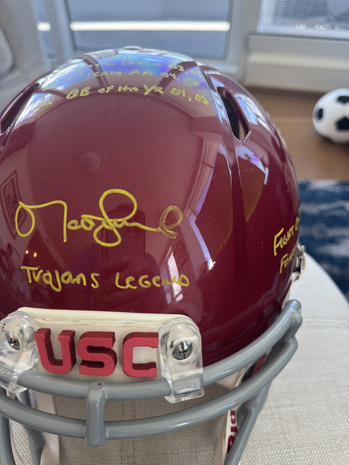 Authentic USC Trojans Speed Helmet Signed and Inscribed by Matt Leinart