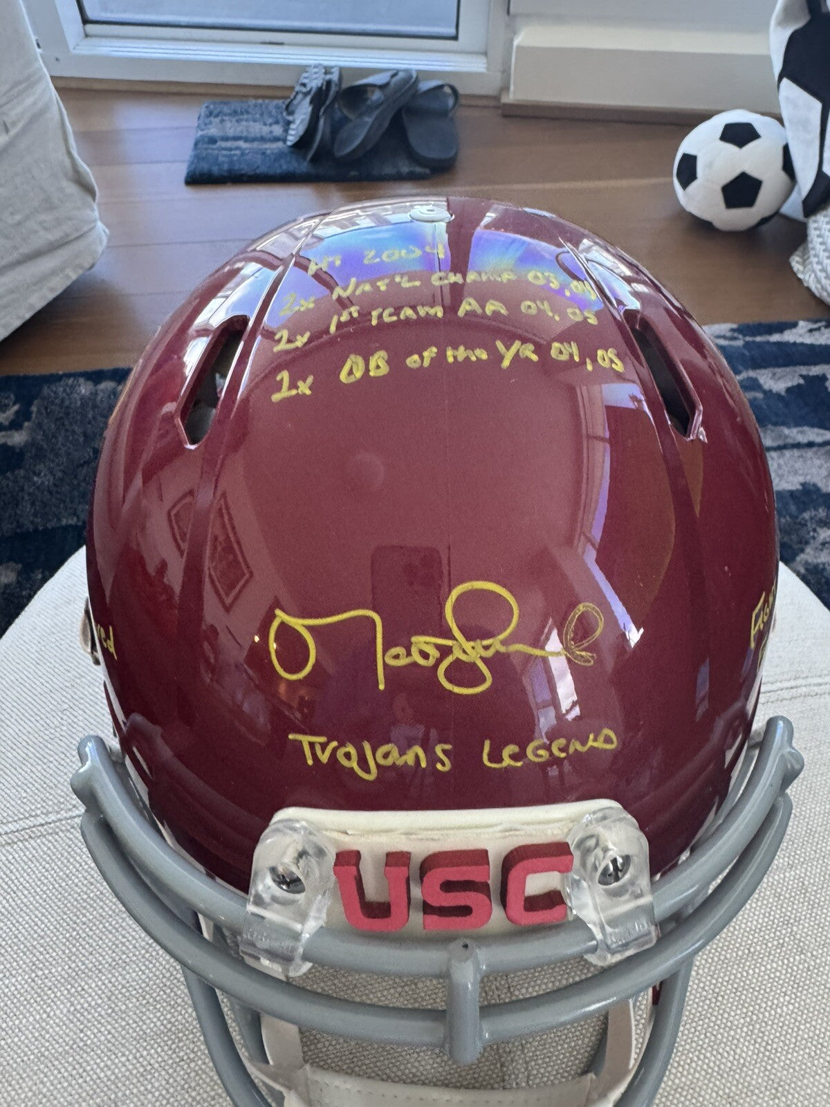 Authentic USC Trojans Speed Helmet Signed and Inscribed by Matt Leinart
