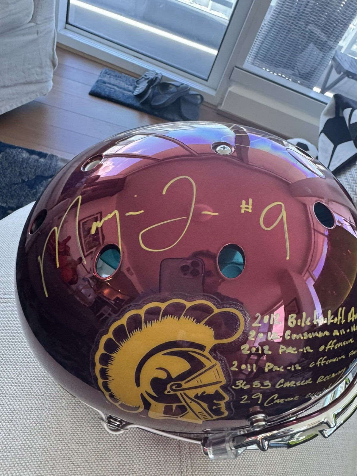 USC Trojans Chrome Helmet Signed & Inscribed by Robert Woods & Marqise Lee