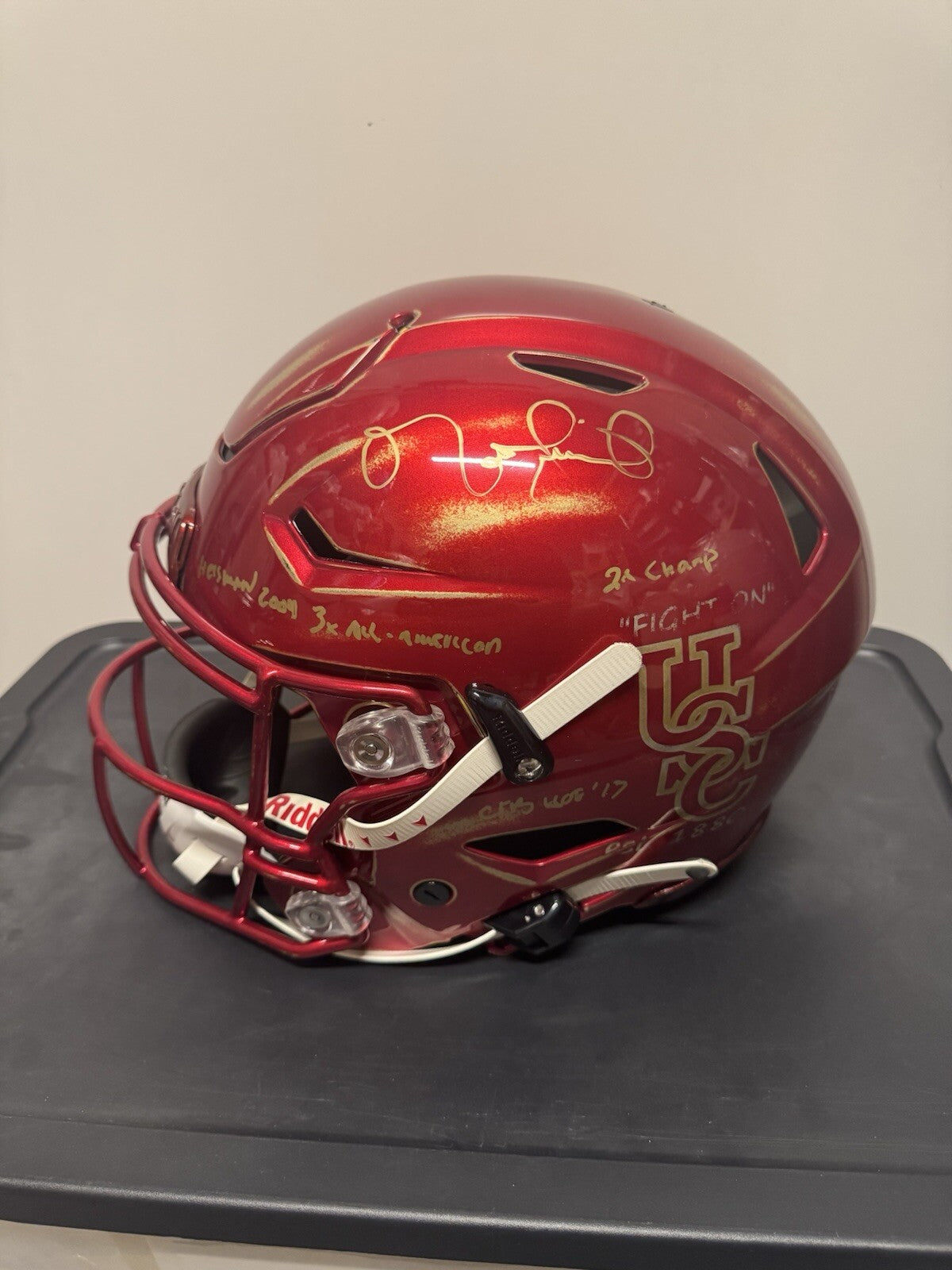 Custom Hand-Painted USC Trojans SpeedFlex Helmet with Multiple Inscriptions