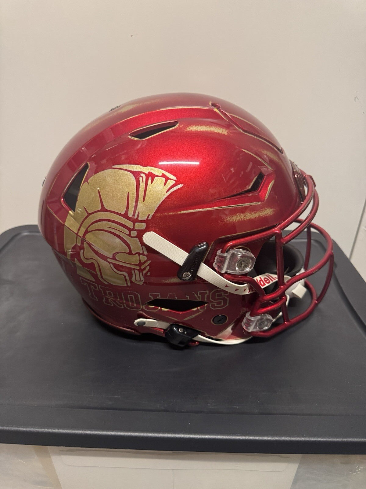 Custom Hand-Painted USC Trojans SpeedFlex Helmet with Multiple Inscriptions