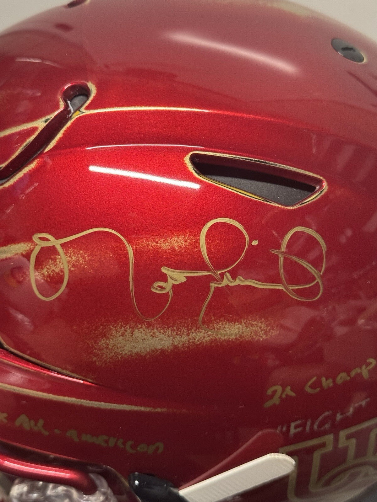 Custom Hand-Painted USC Trojans SpeedFlex Helmet with Multiple Inscriptions
