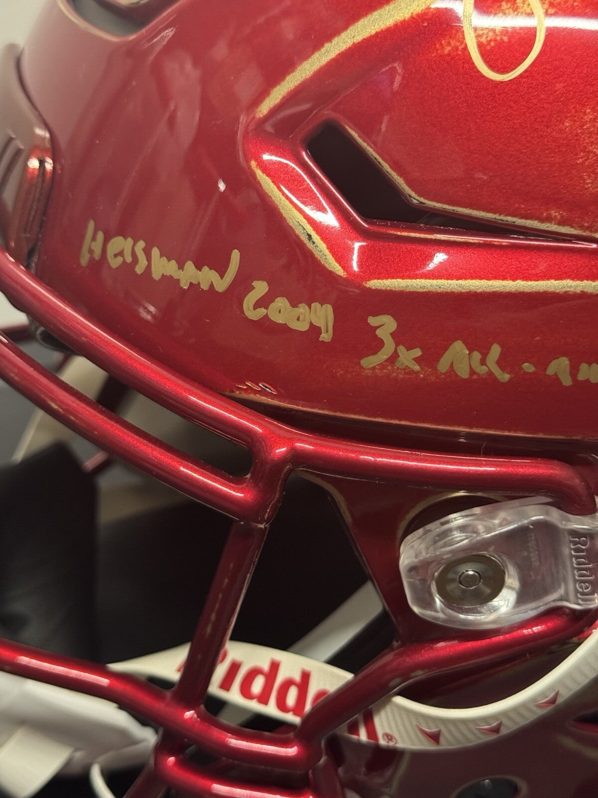 Custom Hand-Painted USC Trojans SpeedFlex Helmet with Multiple Inscriptions