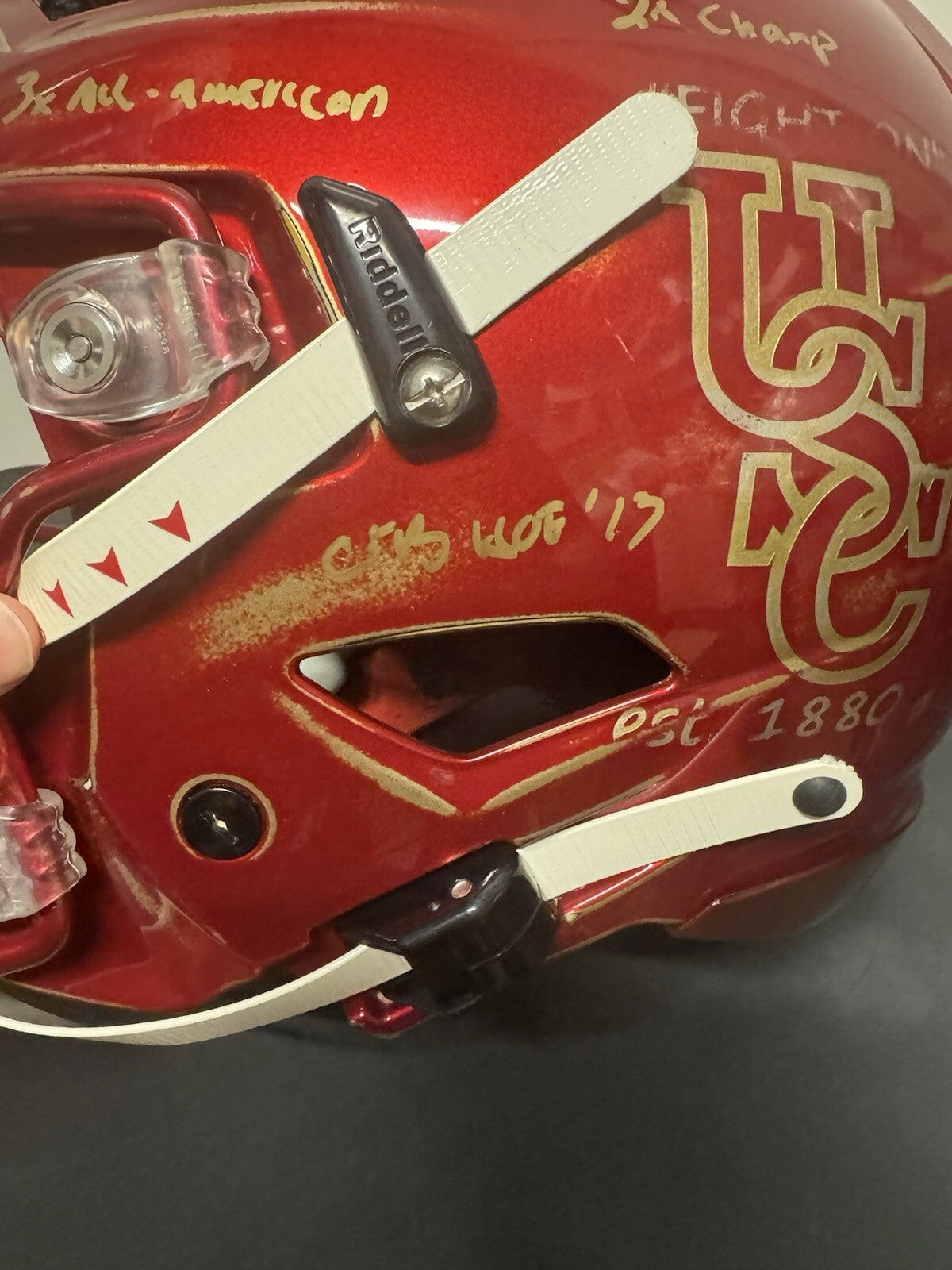 Custom Hand-Painted USC Trojans SpeedFlex Helmet with Multiple Inscriptions