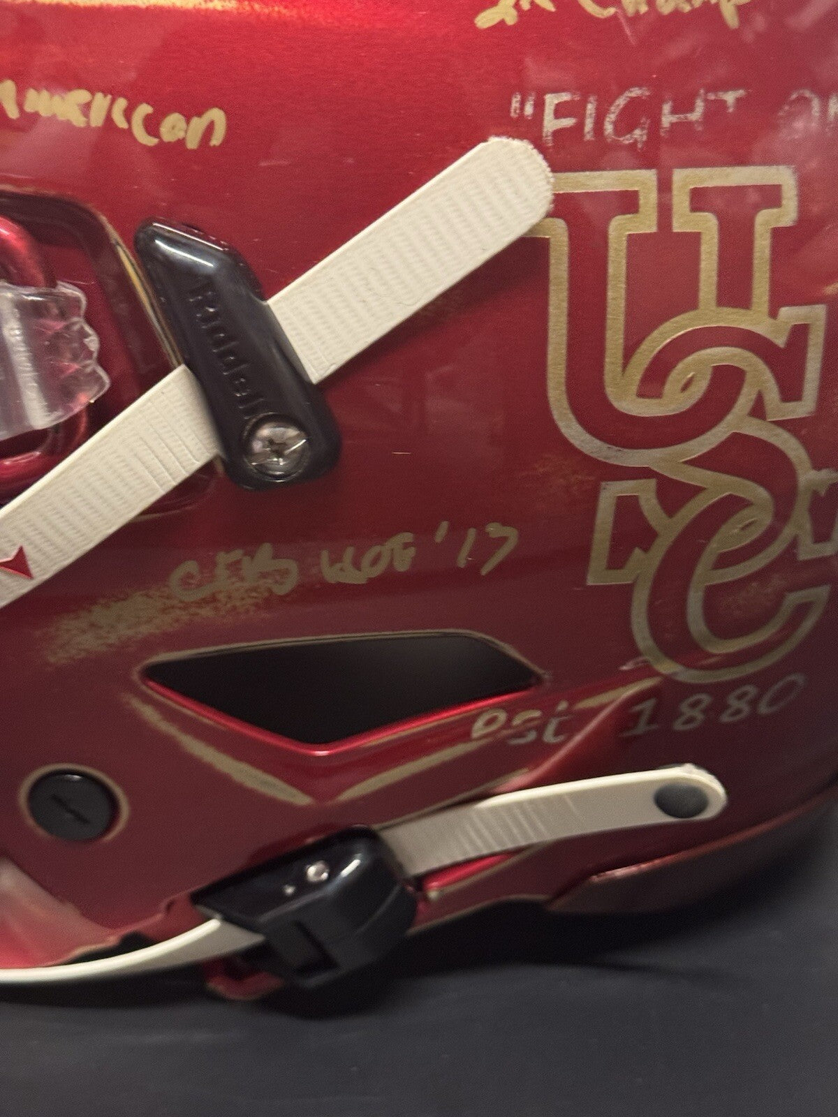 Custom Hand-Painted USC Trojans SpeedFlex Helmet with Multiple Inscriptions