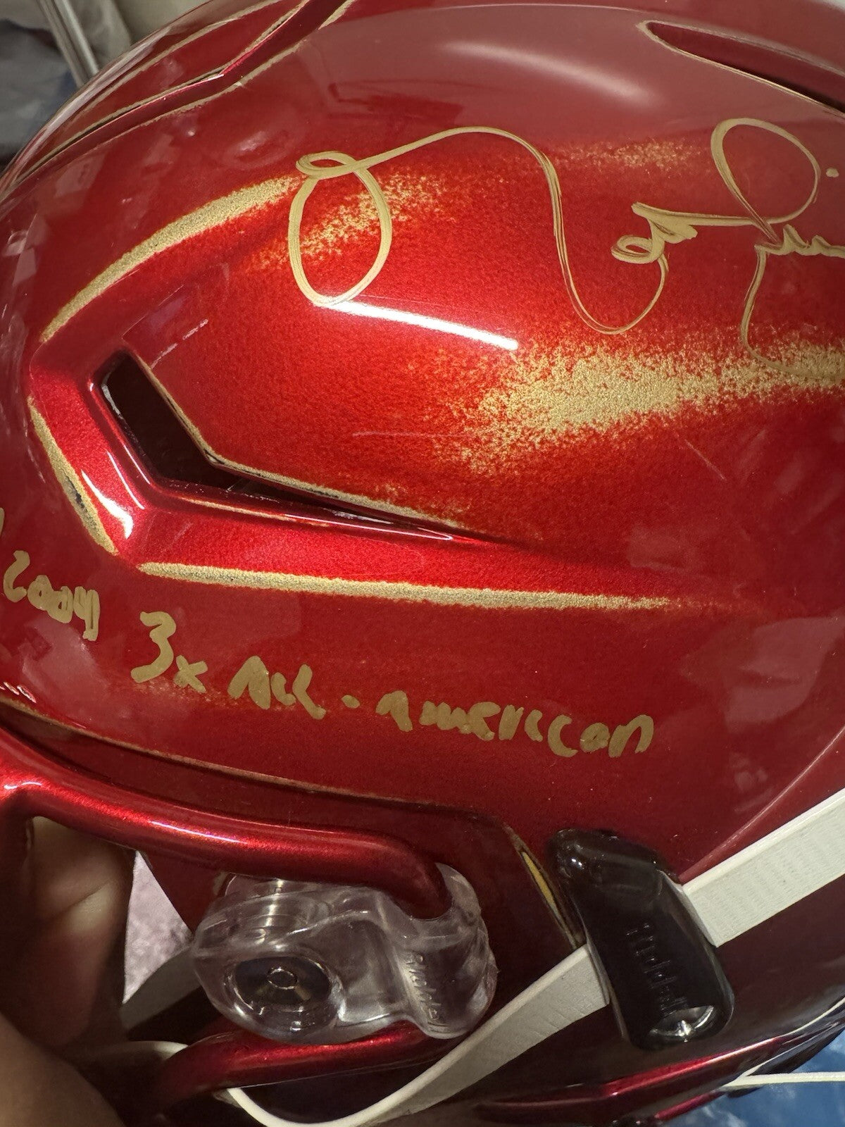 Custom Hand-Painted USC Trojans SpeedFlex Helmet with Multiple Inscriptions