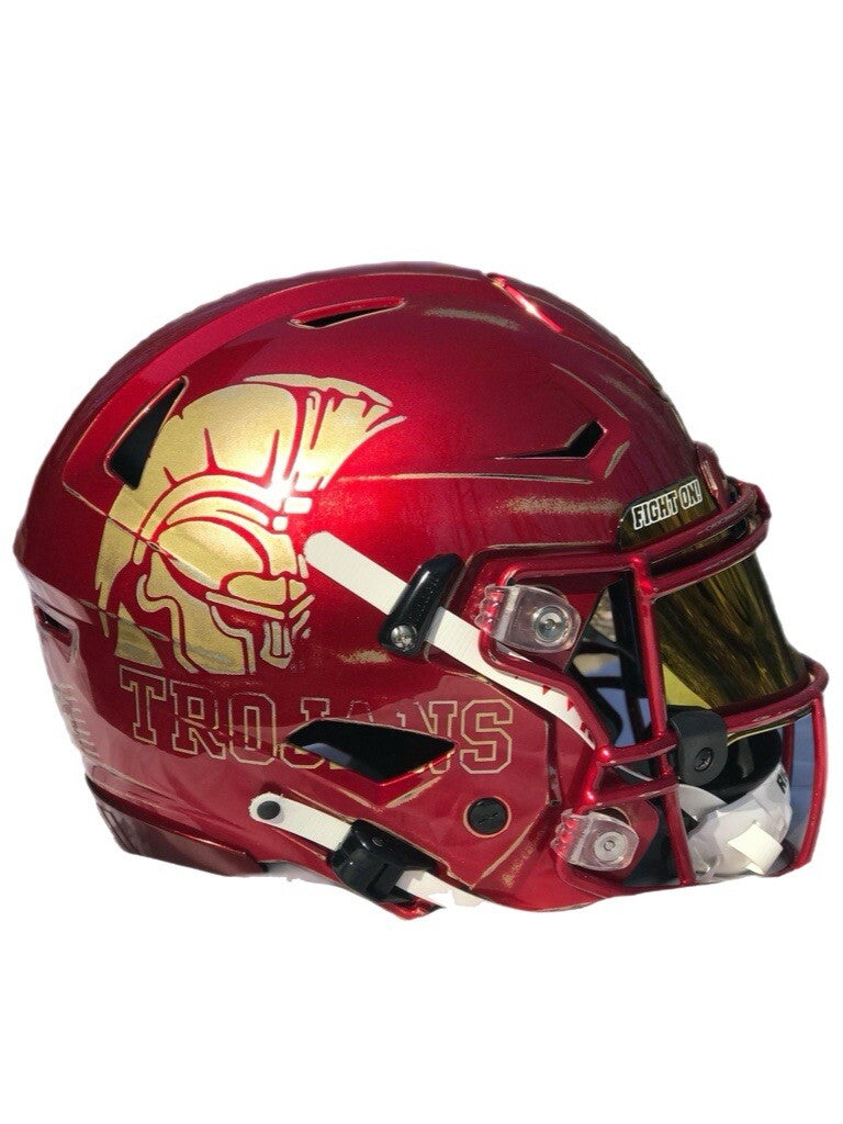 Custom Hand-Painted USC Trojans SpeedFlex Helmet with Multiple Inscriptions