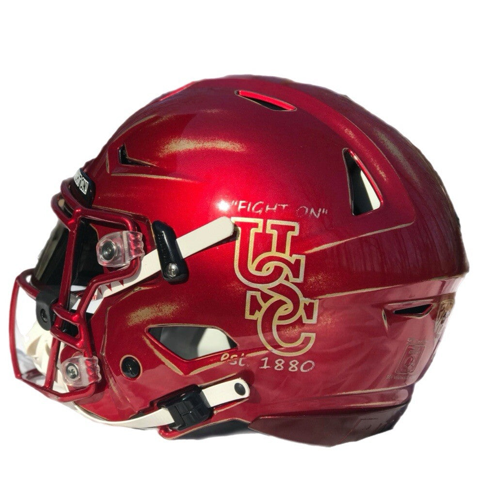 Custom Hand-Painted USC Trojans SpeedFlex Helmet with Multiple Inscriptions