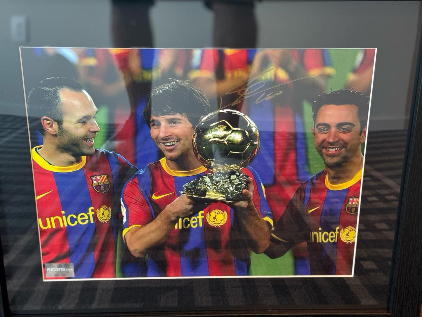 Lionel Messi Signed & Framed Barcelona Photo - Certified By Icons