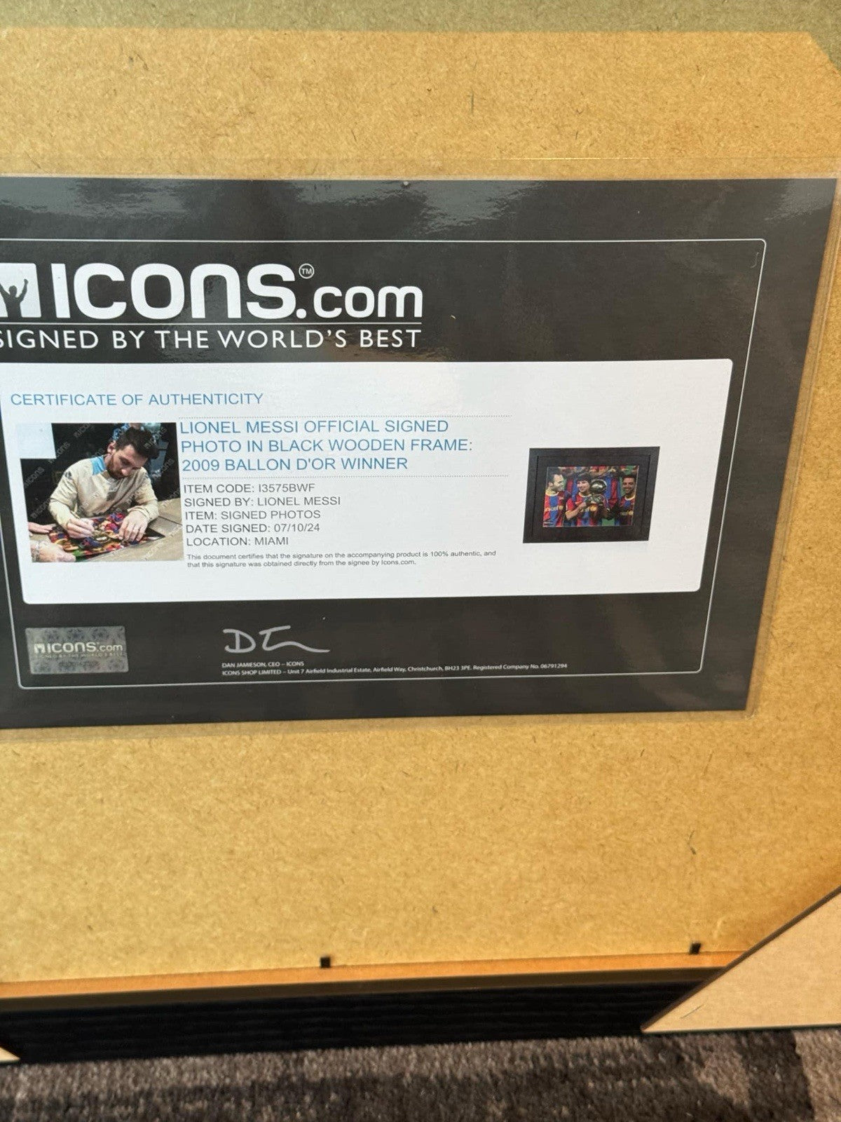 Lionel Messi Signed & Framed Barcelona Photo - Certified By Icons