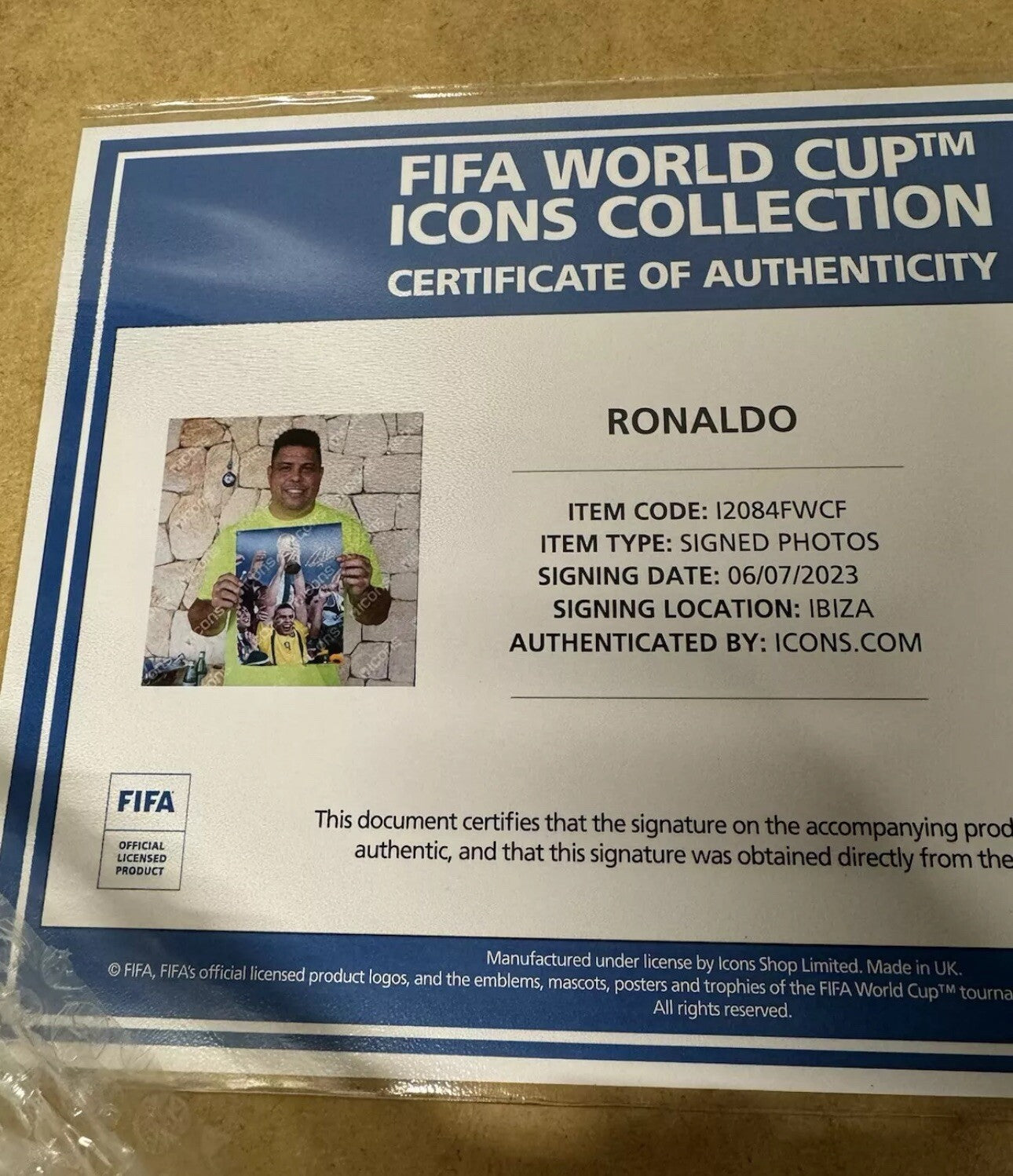 Ronaldo Nazario Signed & Framed Brazil Photo – ICONS Certified (12x16")