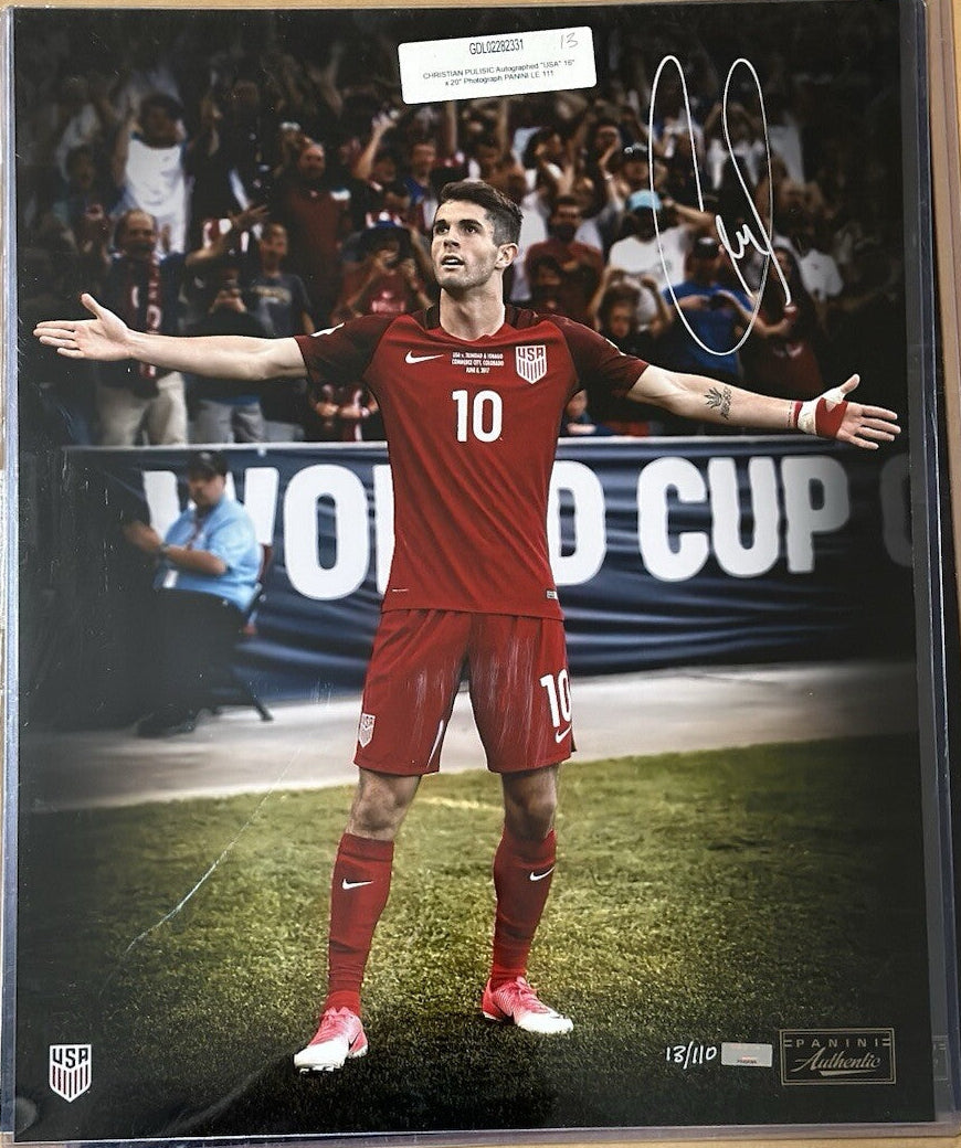 Christian Pulisic Signed USMNT RED 16x20 Photos– Limited Edition