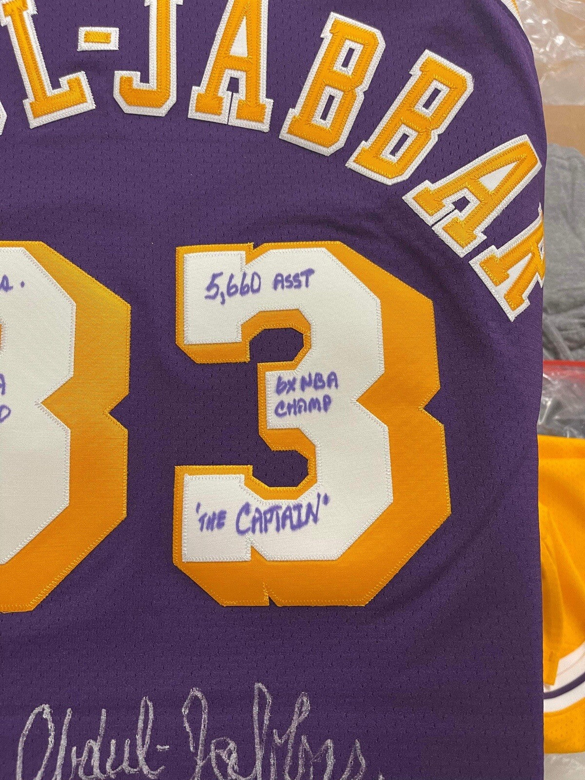Kareem Abdul Jabbar Signed/Inscribed Authentic Mitchell & Ness Lakers Jersey