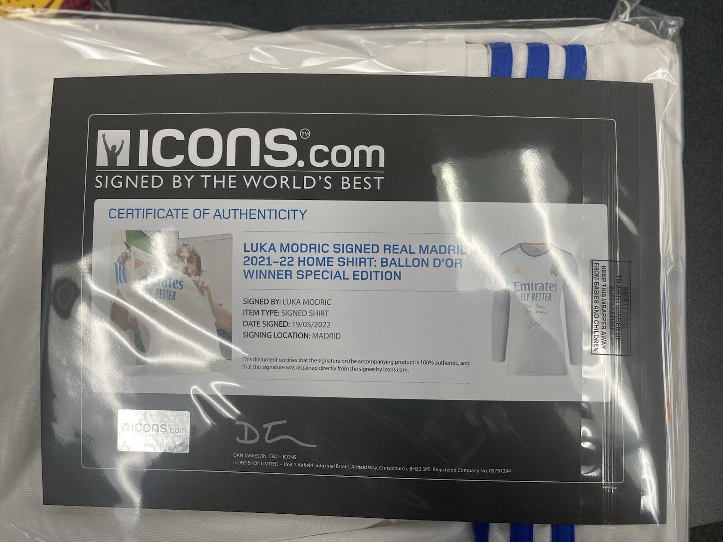 Luka Modrić Signed Real Madrid Jersey W/ “2018 Ballon d’Or Winner” Inscription