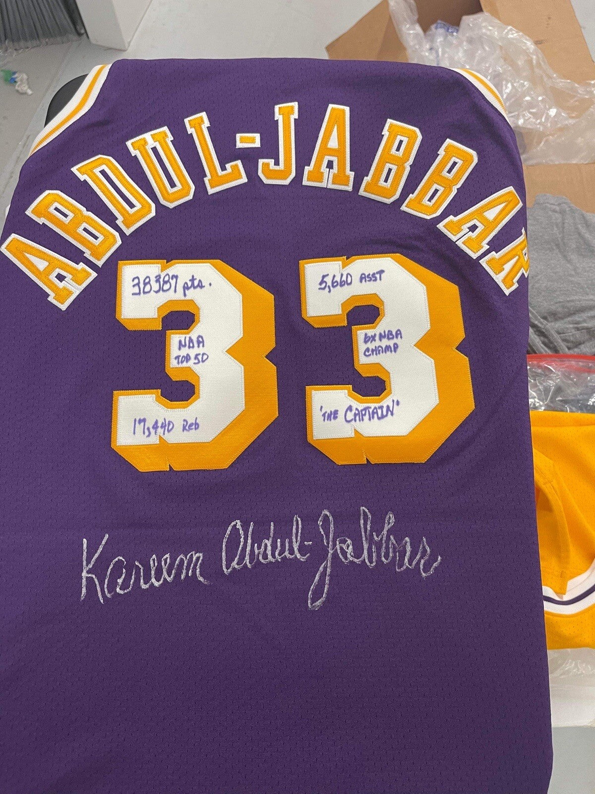 Kareem Abdul Jabbar Signed/Inscribed Authentic Mitchell & Ness Lakers Jersey