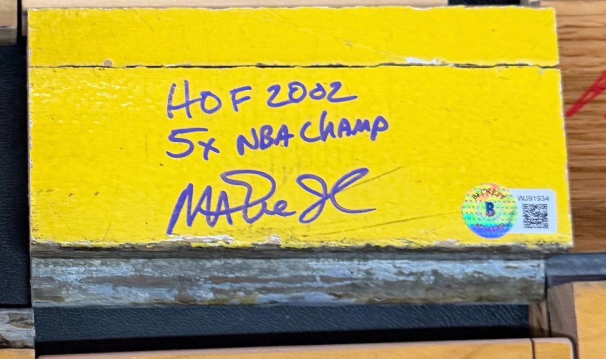 Magic Johnson Signed Great Western Forum Game Used Floor Piece HOF 2002 Beckett