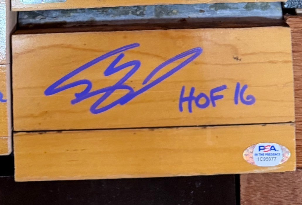 Shaquille O'Neal Signed & Inscribed Great Western Forum Floor Piece