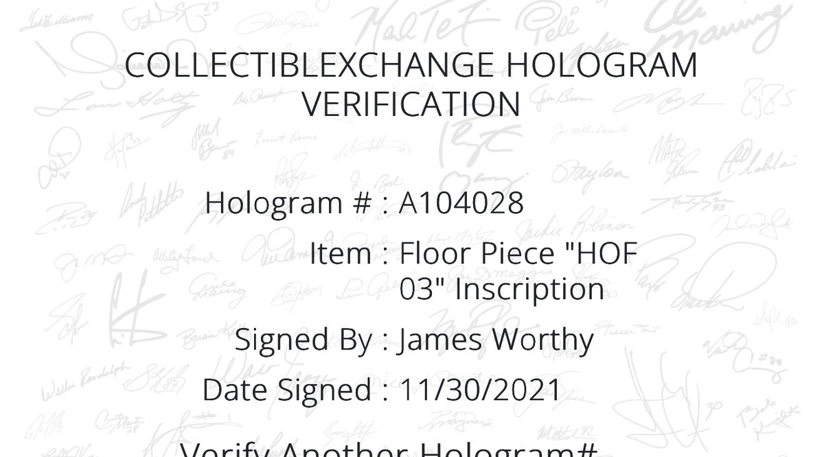 James Worthy Signed Inscribed Great Western Forum Game Used Floor Piece HOF 03