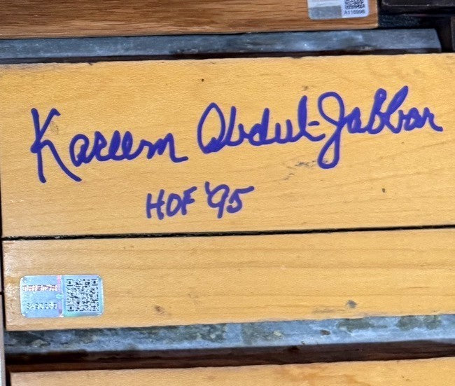 Kareem Abdul-Jabbar Signed Great Western Forum Game Used Floor Piece HOF 95