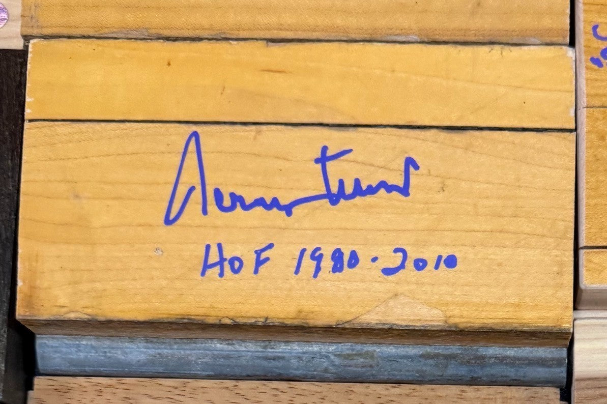 Jerry West The Logo Signed/Inscribed Great Western Forum Game Used Floor Piece