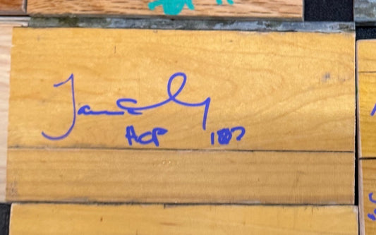 James Worthy Signed Inscribed Great Western Forum Game Used Floor Piece HOF 03