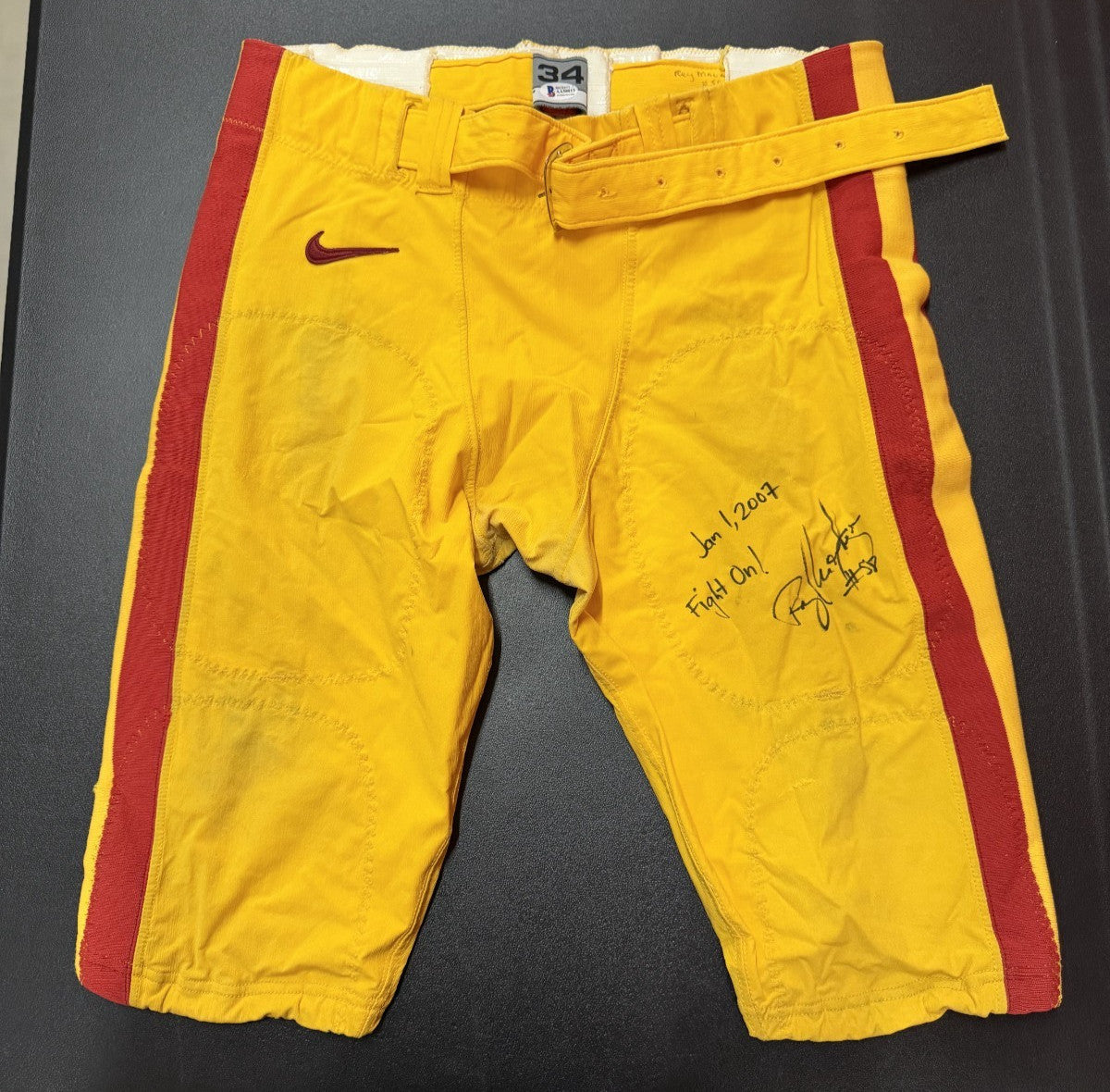 Rey Maualuga Signed & Inscribed Game Worn USC Trojans Rose Bowl Football Pants
