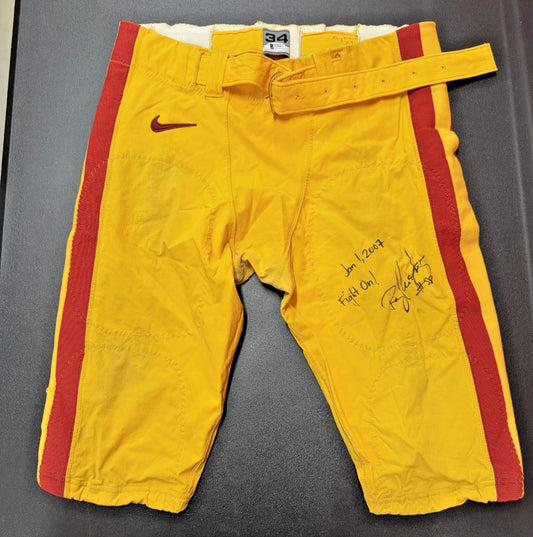 Rey Maualuga Signed & Inscribed Game Worn USC Trojans Rose Bowl Football Pants