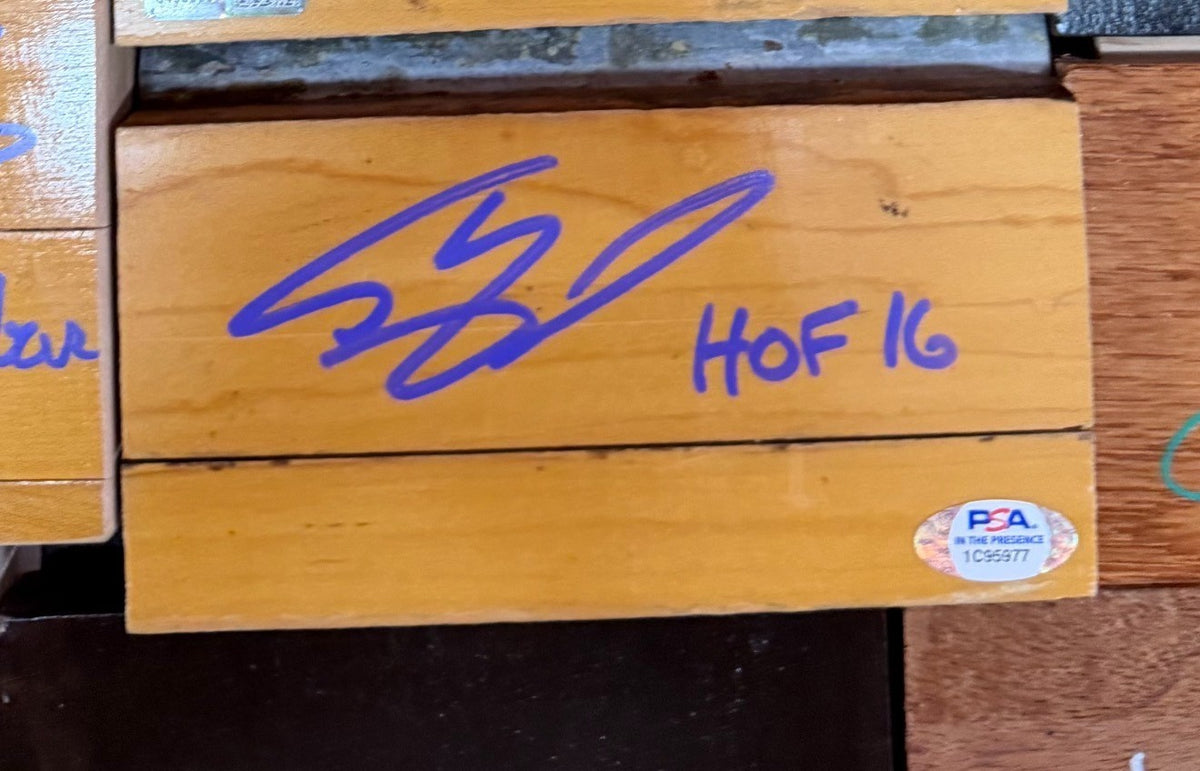 Shaquille O'Neal Signed & Inscribed Great Western Forum Floor Piece