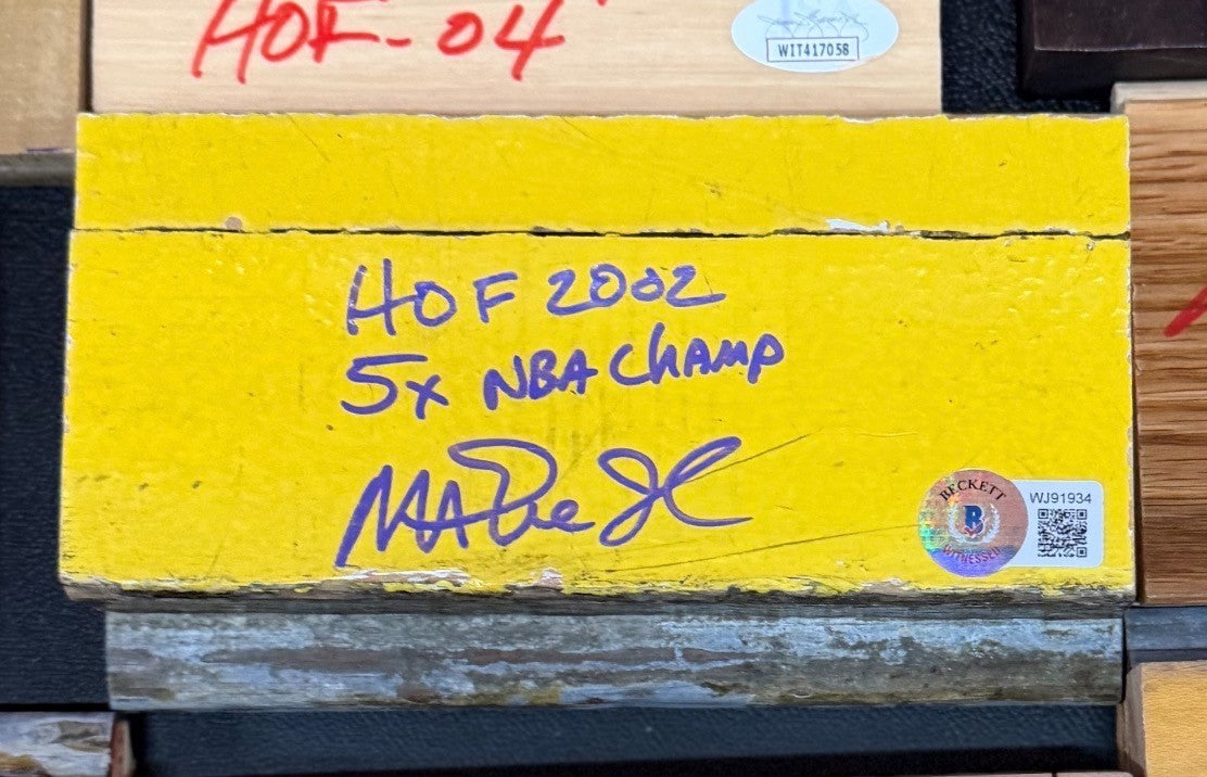 Magic Johnson Signed Great Western Forum Game Used Floor Piece HOF 2002 Beckett