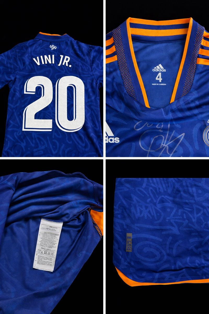 Vinícius Jr. Signed & Inscribed Real Madrid Jersey – 2021/22 Away Match Issue (Autographed)