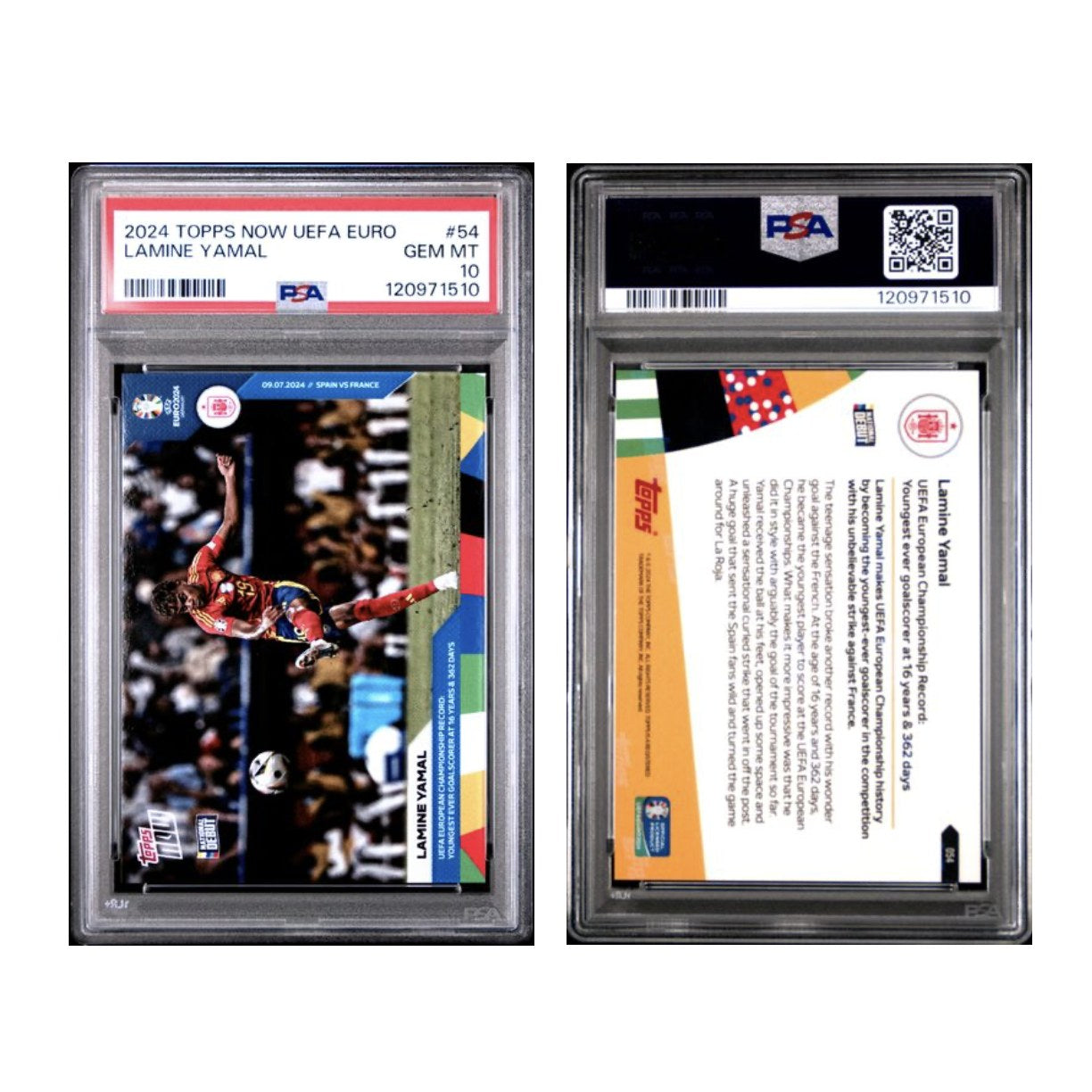 2024 Topps Now UEFA Euro #54 Lamine Yamal PSA 10