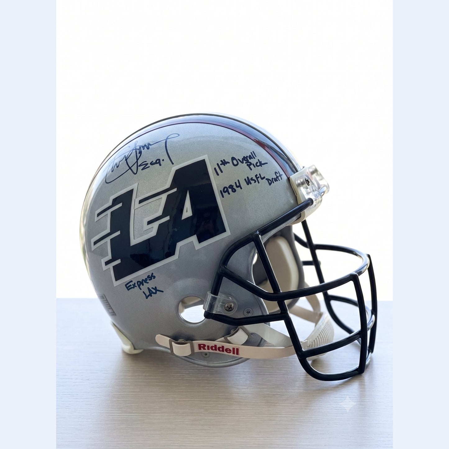 Signed and Inscribed Steve Young USFL LA Express Authentic Helmet with 4 Inscriptions